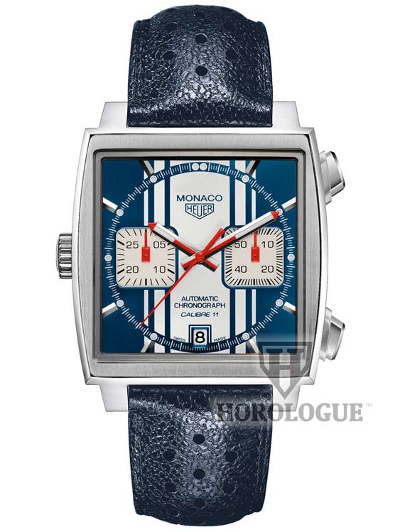 Steve McQueen Blue and white stripes Tag Heuer watch
