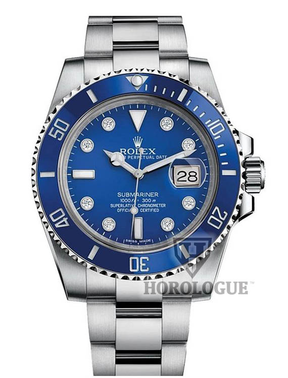 blue rolex submariner with diamonds on dial
