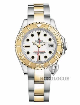 Ladies Yacht-Master two tone watch with white dial