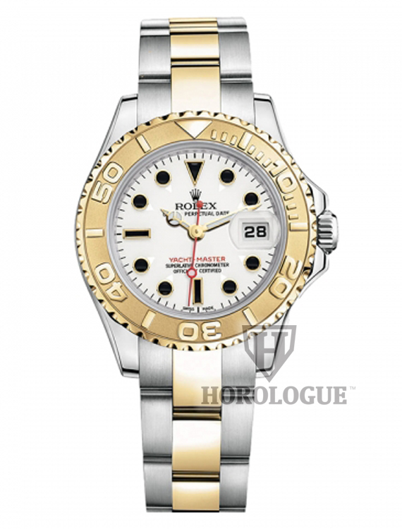 Ladies Yacht-Master two tone watch with white dial