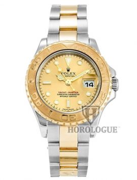 29mm Gold dial ladies Rolex Yacht-Master watch with two tone band