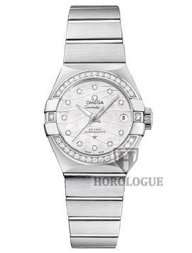 Stainless Steel Omega Constellation ladies watch with mother of perl dial