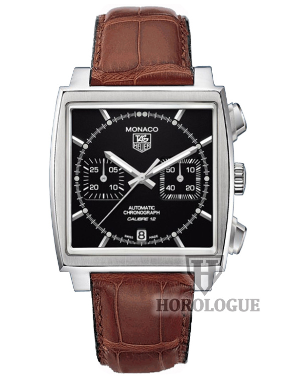Black Tag Heuer CAW2110.FC6178 with brown leather band
