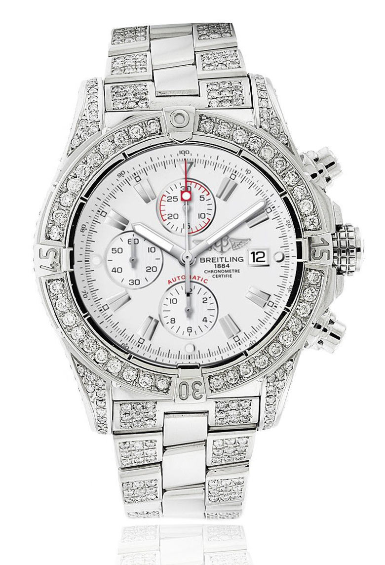 Breitling Super Avenger with Diamond s on bezel and band