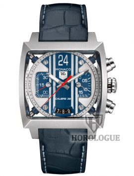 tag heuer McQueen ``Le Mans`` watch with black leather strap